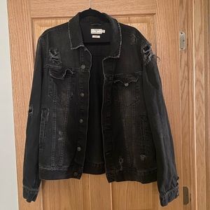 TOPMAN - Distressed Black Denim Jacket